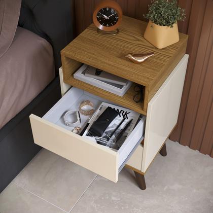 Imagem de Kit 2 Mesa de Cabeceira Verona Com Gaveta e Nicho Superior