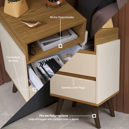 Imagem de Kit 2 Mesa de Cabeceira Verona Com Gaveta e Nicho Superior