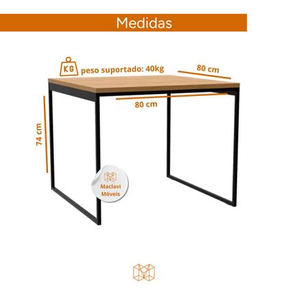 Imagem de Kit 2 Mesa de Jantar Quadrada em Carvalho Amadeirado  Para 4 Pessoas, Estilo Industrial e Sofisticação na Sua Cozinha