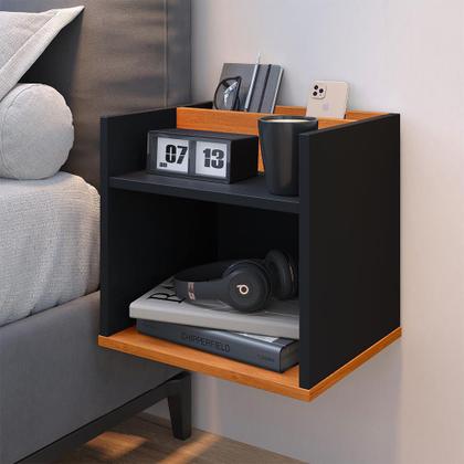 Imagem de Kit 2 Mesas Cabeceira Madri Mesinha Suspensa Lateral Cama Decoração Quarto Prateleira Nicho Divisória Organizadora - RPM Móveis