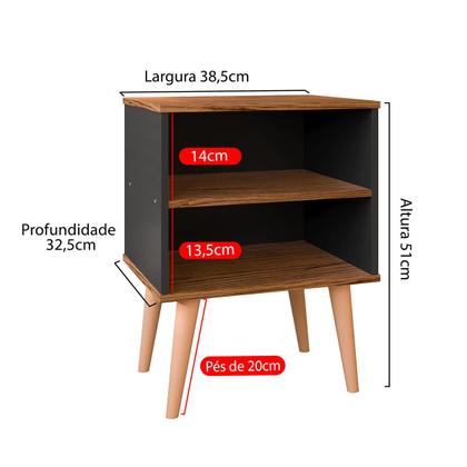 Imagem de Kit 2 Mesas Cabeceira Pés Palito Retrô Nicho Decorativo Prateleira Organizadora Jogo Quarto Completo Mesinha Lateral Cama - RPM Móveis