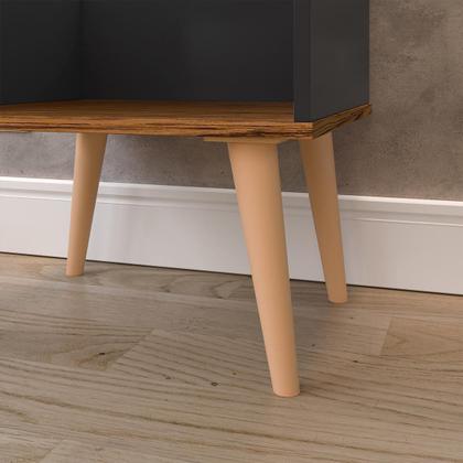 Imagem de Kit 2 Mesas Cabeceira Pés Palito Retrô Nicho Decorativo Prateleira Organizadora Jogo Quarto Completo Mesinha Lateral Cama - RPM Móveis