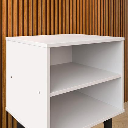 Imagem de Kit 2 Mesas Cabeceira Pés Palito Retrô Nicho Decorativo Prateleira Organizadora Jogo Quarto Completo Mesinha Lateral Cama - RPM Móveis