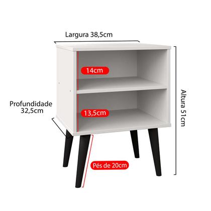 Imagem de Kit 2 Mesas Cabeceira Pés Palito Retrô Nicho Decorativo Prateleira Organizadora Jogo Quarto Completo Mesinha Lateral Cama - RPM Móveis