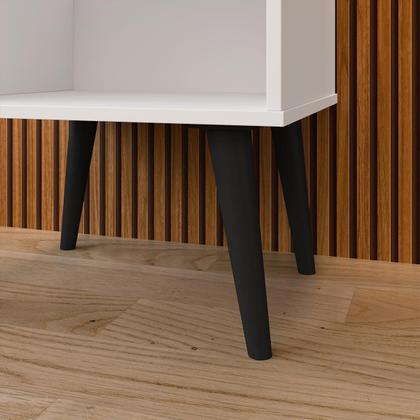 Imagem de Kit 2 Mesas Cabeceira Pés Palito Retrô Nicho Decorativo Prateleira Organizadora Jogo Quarto Completo Mesinha Lateral Cama - RPM Móveis