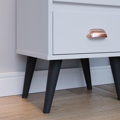 Imagem de Kit 2 Mesas Cabeceira Retrô Mesinhas Gavetas Organizadoras Puxador Concha e Nicho Decorativo Canto Cama Quarto Casal Classic New - RPM
