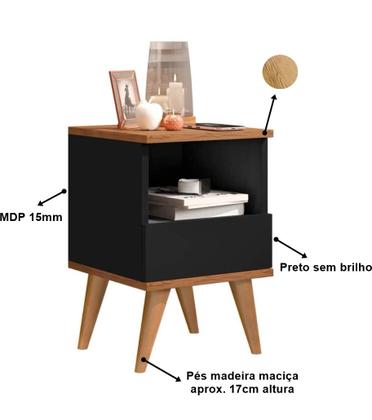 Imagem de Kit 2 Mesas de Cabeceira 1 gaveta Pés palito Felipe cores - Comprar moveis para sua casa