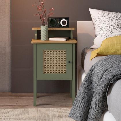 Imagem de Kit 2 Mesas de Cabeceira 100% Mdf Porta Reversível Detalhes Curvos