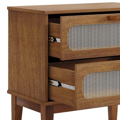 Imagem de Kit 2 Mesas de Cabeceira 2 Gavetas Santorini Amêndoa 60 Cm com Tela Indiana