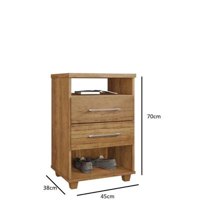 Imagem de Kit 2 Mesas de Cabeceira 2 Gavetas Valente Cedro - Rud Rack