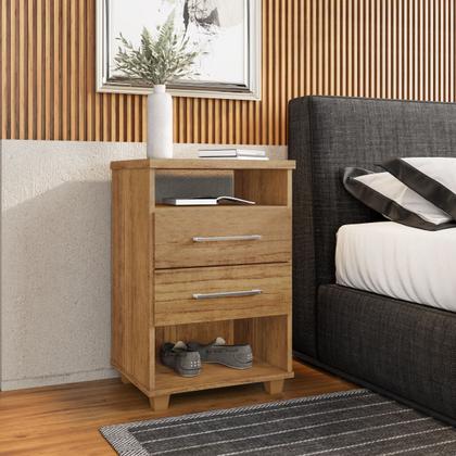 Imagem de Kit 2 Mesas de Cabeceira 2 Gavetas Valente Cedro - Rud Rack