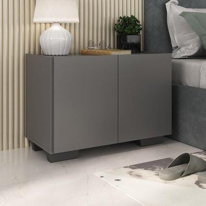 Imagem de Kit 2 Mesas De Cabeceira 2 Portas E Pés Mp4139 Grafite preto