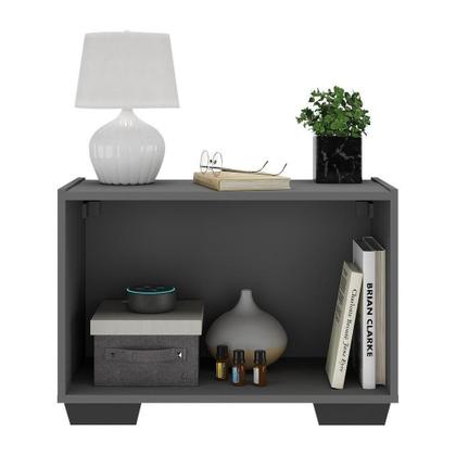 Imagem de Kit 2 Mesas De Cabeceira 2 Portas E Pés Mp4139 Grafite preto