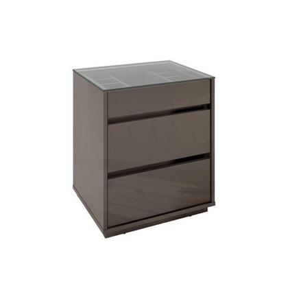 Imagem de Kit 2 Mesas de Cabeceira 3 Gavetas com Organizador Tampo Vidro Belize