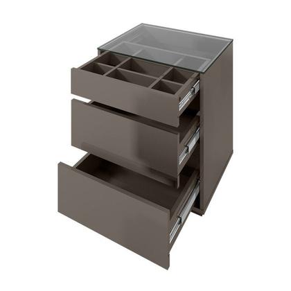 Imagem de Kit 2 Mesas de Cabeceira 3 Gavetas com Organizador Tampo Vidro Belize