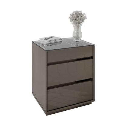 Imagem de Kit 2 Mesas de Cabeceira 3 Gavetas com Organizador Tampo Vidro Belize