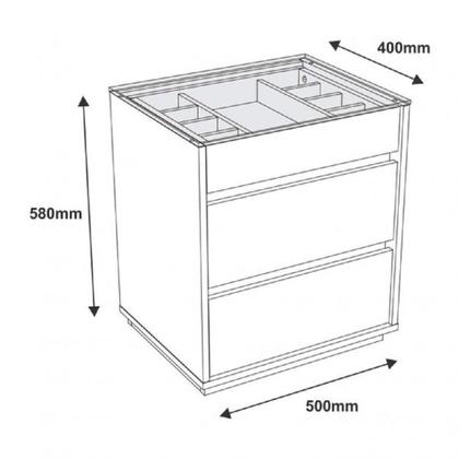 Imagem de Kit 2 Mesas de Cabeceira 3 Gavetas com Organizador Tampo Vidro Belize