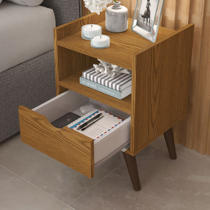 Imagem de  Kit 2 Mesas De Cabeceira Alice com 1 Gaveta Nicho Pés Palito Decoração Quarto 