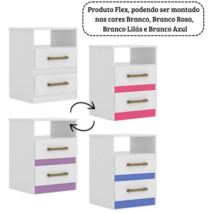 Imagem de Kit 2 Mesas De Cabeceira Apolo 2 Gavetas Branco Flex Moval