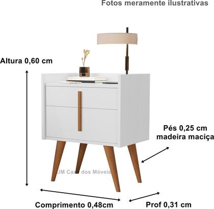 Imagem de Kit 2 Mesas de Cabeceira Dama Pés Palito madeira cor Branco - Comprar Moveis em Casa