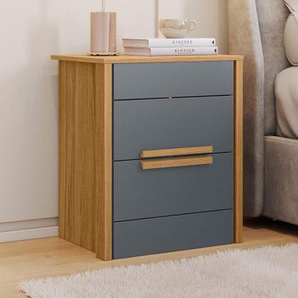 Imagem de Kit 2 Mesas De Cabeceira Dhara 2 Gavetas 51 Cm Freijo Cinza Moval