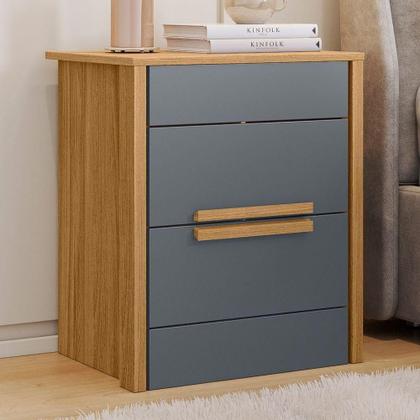 Imagem de Kit 2 Mesas De Cabeceira Dhara 2 Gavetas 51 Cm Freijo Cinza Moval