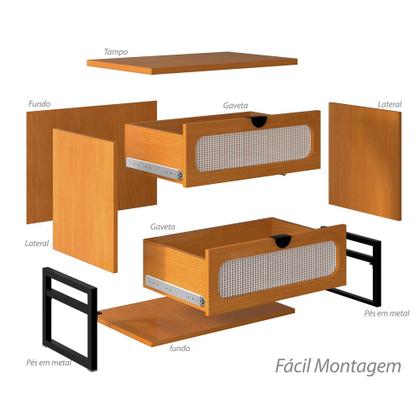 Imagem de Kit 2 Mesas de Cabeceira Estilo Industrial Titanium com Acabamento em Tela Indiana 45cm - Nature / P