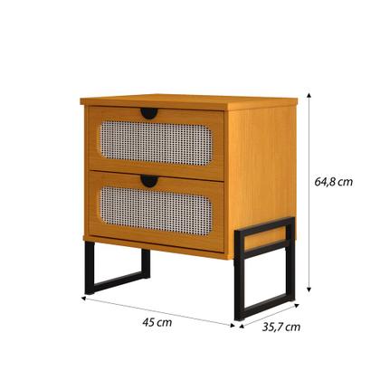 Imagem de Kit 2 Mesas de Cabeceira Estilo Industrial Titanium com Acabamento em Tela Indiana 45cm - Nature / P