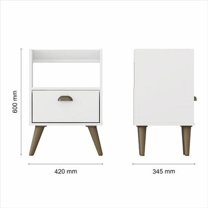 Imagem de Kit 2 Mesas De Cabeceira évora Pé Palito Com Prateleira Branco - M.a