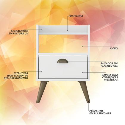 Imagem de Kit 2 Mesas De Cabeceira évora Pé Palito Com Prateleira Branco - M.a