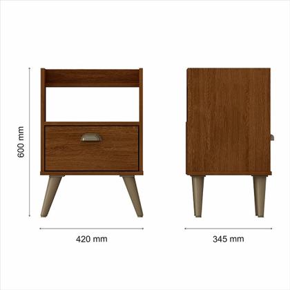 Imagem de Kit 2 Mesas De Cabeceira évora Pé Palito Com Prateleira Freijó - M.a