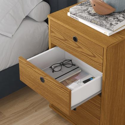 Imagem de Kit 2 Mesas de Cabeceira Gaveteiro Multiuso 4 Gavetas Freijó
