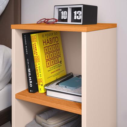 Imagem de Kit 2 Mesas de Cabeceira para Quarto Charme Retrô Off Cinamomo Apoio de Cama box Mesinha