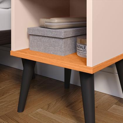 Imagem de Kit 2 Mesas de Cabeceira para Quarto Charme Retrô Off Cinamomo Apoio de Cama box Mesinha