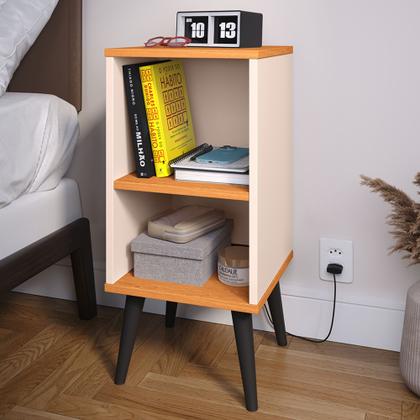 Imagem de Kit 2 Mesas de Cabeceira para Quarto Charme Retrô Off Cinamomo Apoio de Cama box Mesinha