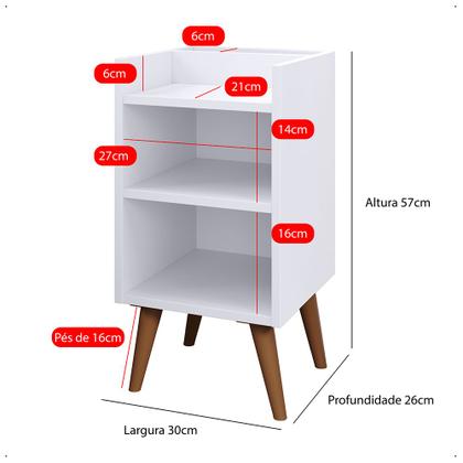 Imagem de Kit 2 Mesas de Cabeceira Pés Palito estilo retrô Maysa Com porta celular cor Branco - Comprar Móveis em Casa