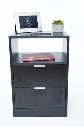 Imagem de Kit 2 Mesas De Cabeceira Preto 60cm alt por 50cm de larg Com 2 Gavetas Com Fundo Enviamos Montado