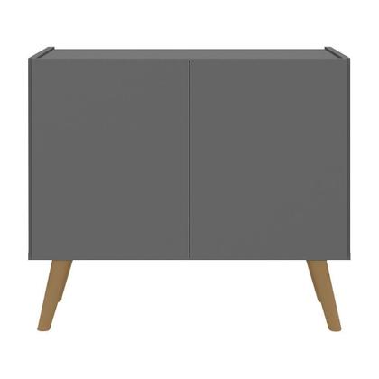 Imagem de Kit 2 Mesas De Cabeceira Retrô 2 Portas Grafite natural.