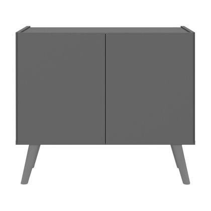 Imagem de Kit 2 Mesas De Cabeceira Retrô 2 Portas Mp4138 Grafite cinza Grafite cinza