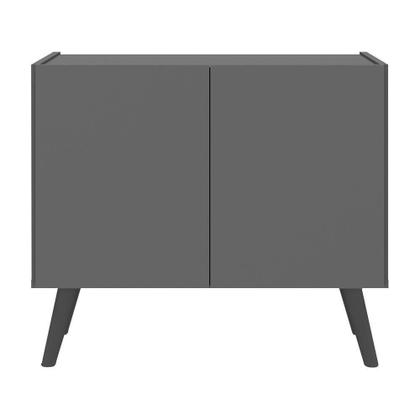 Imagem de Kit 2 Mesas De Cabeceira Retrô 2 Portas Mp4138 Grafite preto