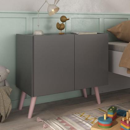 Imagem de Kit 2 Mesas de Cabeceira Retrô 2 Portas Multimóveis MP4138