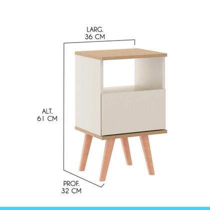 Imagem de Kit 2 Mesas De Cabeceira Retrô 36x61cm Mdp 0636 Menu Móveis Champanhe