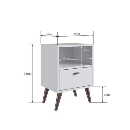Imagem de Kit 2 Mesas de Cabeceira Retrô Com Gaveta e Nicho 39 cm