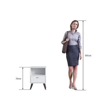 Imagem de Kit 2 Mesas de Cabeceira Retrô Com Gaveta e Nicho 39 cm