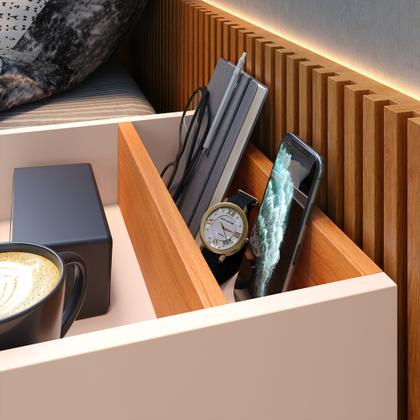 Imagem de Kit 2 Mesas de Cabeceira Retrô com Nicho para Quarto Casal ou Solteiro Decoração Moderna e Funcional