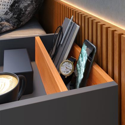 Imagem de Kit 2 Mesas de Cabeceira Retrô com Nicho para Quarto Casal ou Solteiro Decoração Moderna e Funcional