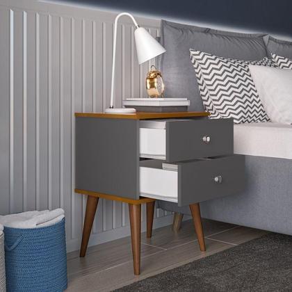 Imagem de Kit 2 Mesas de Cabeceira Retrô Mesinhas com Gaveta Moderno Criado Quarto Casal Solteiro Berlim