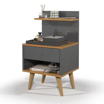 Imagem de Kit 2 Mesas de Cabeceira Retrô Mesinhas com Gaveta Moderno Criado Quarto Casal Solteiro