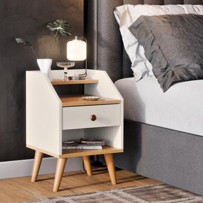 Imagem de Kit 2 Mesas de Cabeceira Retrô Mesinhas com Gavetas Modernas Criado Quarto Dream Dakota
