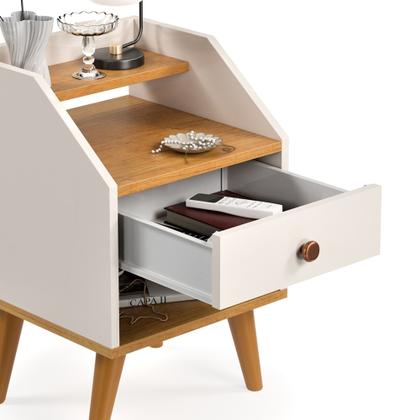 Imagem de Kit 2 Mesas de Cabeceira Retrô Mesinhas com Gavetas Modernas Criado Quarto Dream Dakota